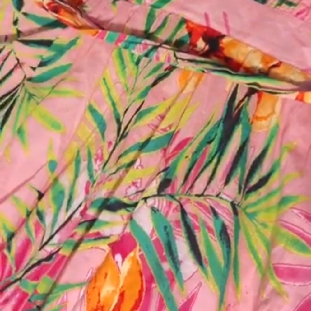 NEW YORK & COMPANY Tropical Floral Print Dress Coral Pink Green Size S - Picture 4 of 6